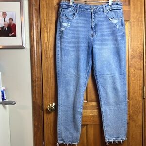 Women's American Eagle Stretch Mom Jean Size 16 Distressed
